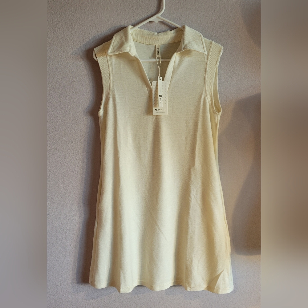 NWT Cream Sleeveless Polo Dress